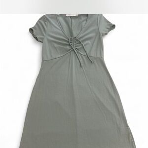 All in Favor Rib Knit Tie Front Minidress